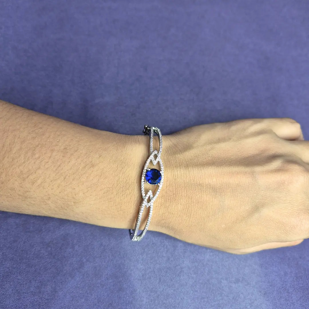 American Diamond Bracelet - Radiant Rhodium Plated Bangle for Women