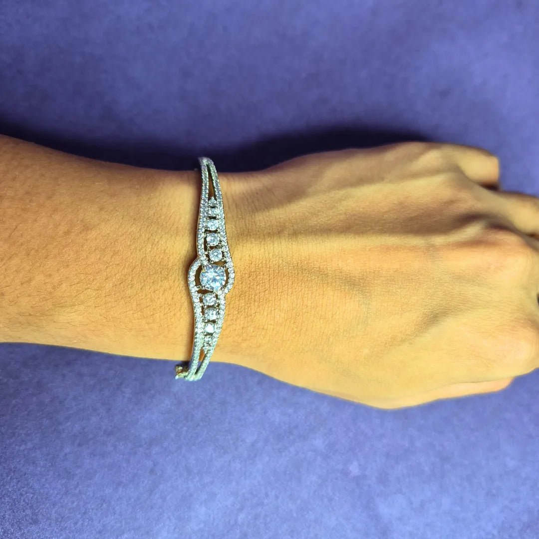 Silver Bracelet for Women – AD Stones, Daily Wear - Iridescent Gems