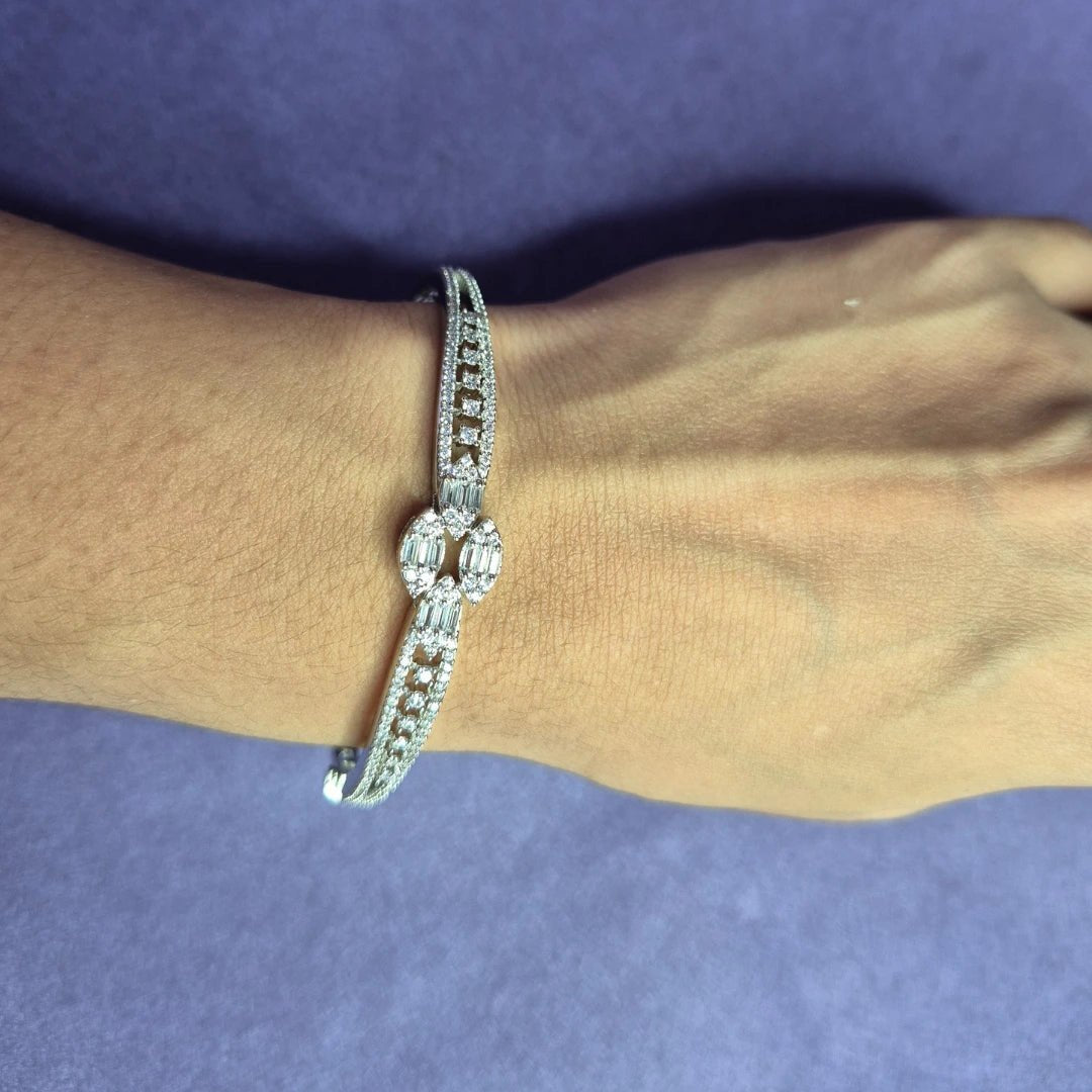 AD Bracelet (American Diamond) in Silver for Women| Iridescent gems - Iridescent Gems
