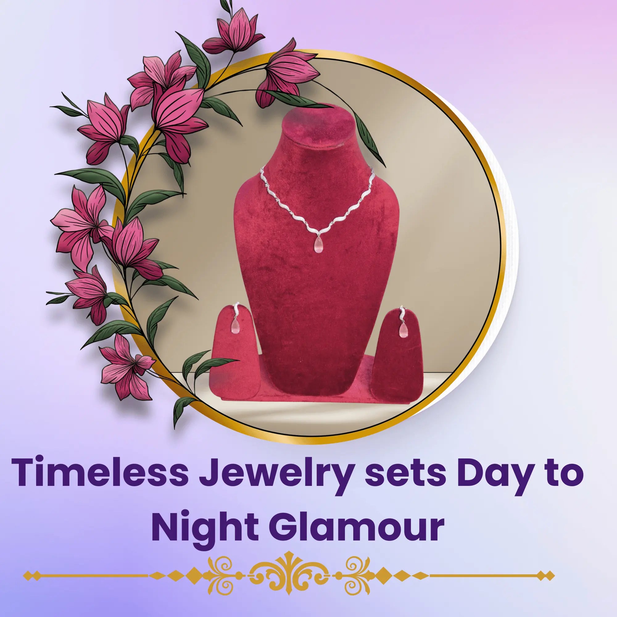 Handcrafted American Diamond necklace and earrings set from Iridescent Gems India — elegant, versatile jewelry for daily wear and special occasions