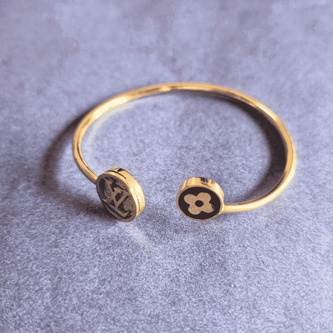 Elegant Gold - Plated Open Cuff Bracelet for women - Iridescent Gems