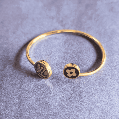 Elegant Gold - Plated Open Cuff Bracelet for women - Iridescent Gems