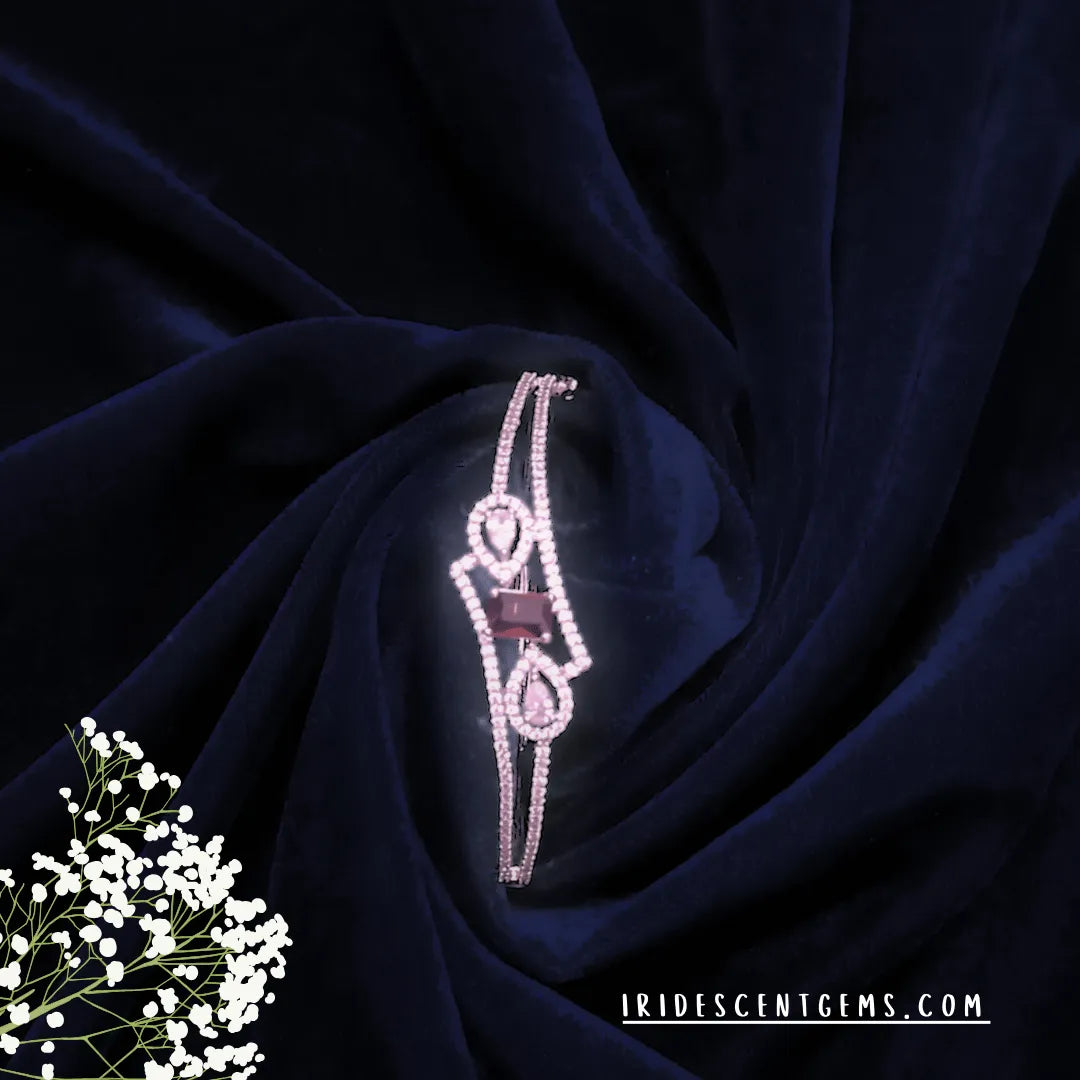 Fixed size AD stone bracelet, premium silver, elegant gift jewelry on velvet