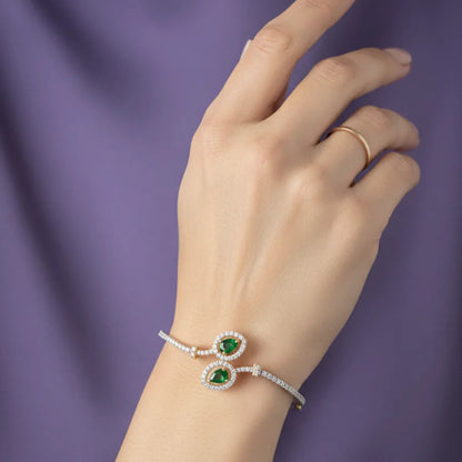 Gold bracelet for women featuring sparkling AD stones, fixed size