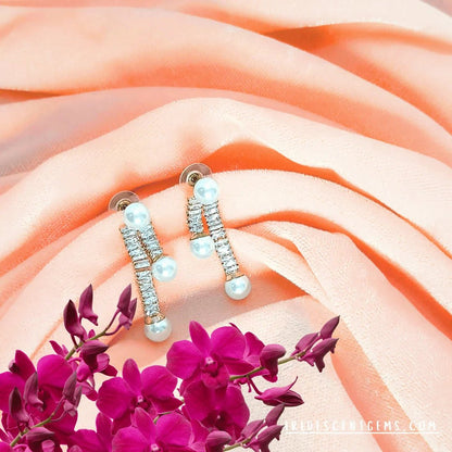 Hoop Earrings for Women – Pearl Drop Dangles Gold Plated Statement - Iridescent Gems