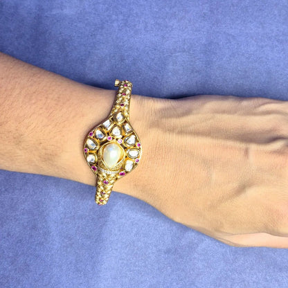 Kundan Bracelet Gold Plated – Secure Screw Lock for Weddings - Iridescent Gems