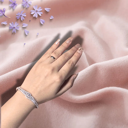 Party wear silver bracelet for women with genuine AD stones, festive style