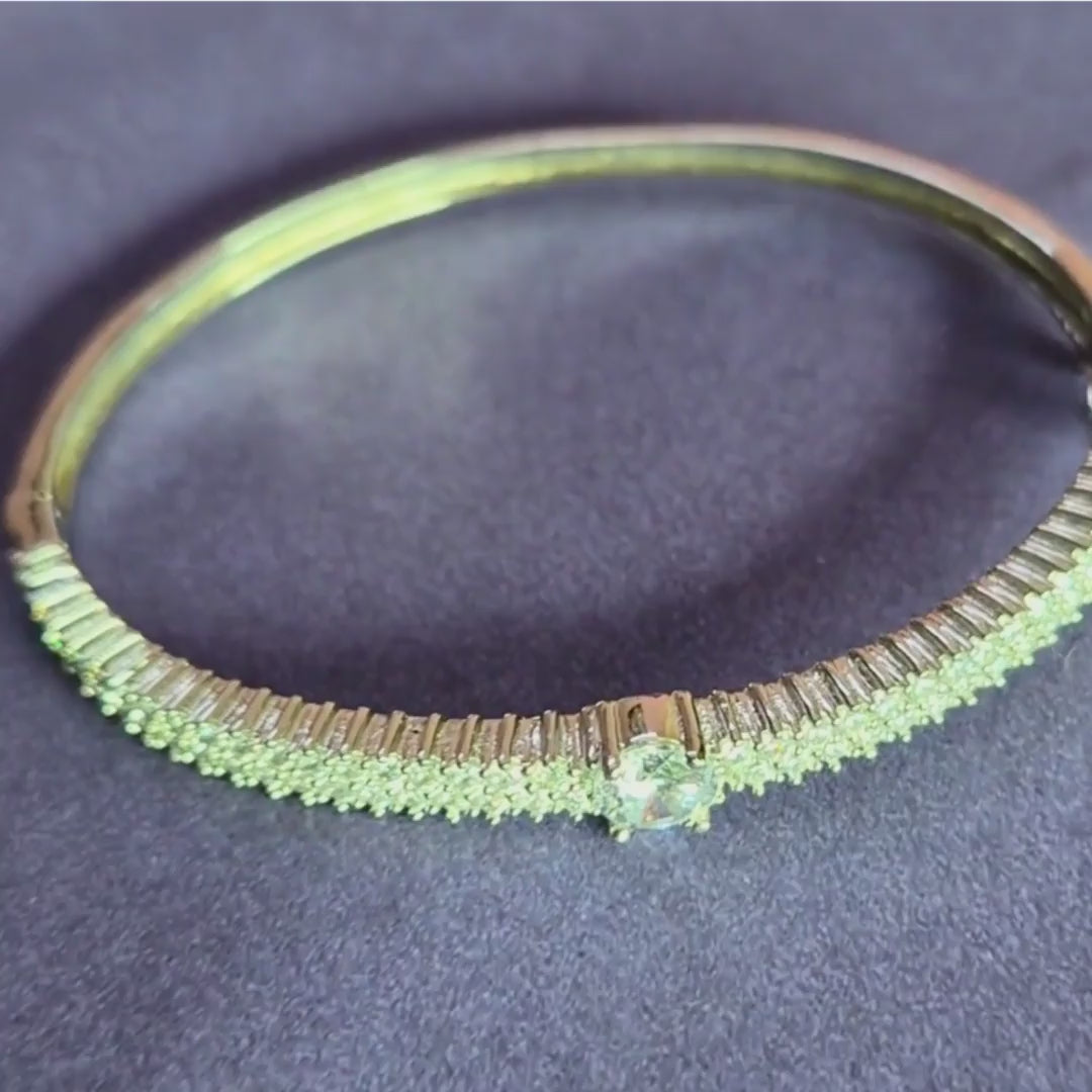  Rhodium plated AD stone bangle, slip-on for office or festive wear