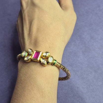 Kundan Bracelet Cuff Style | Antique Gold | Traditional for Women