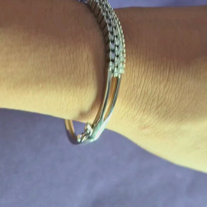 American diamond bracelet rhodium plated, oval shaped in video preview