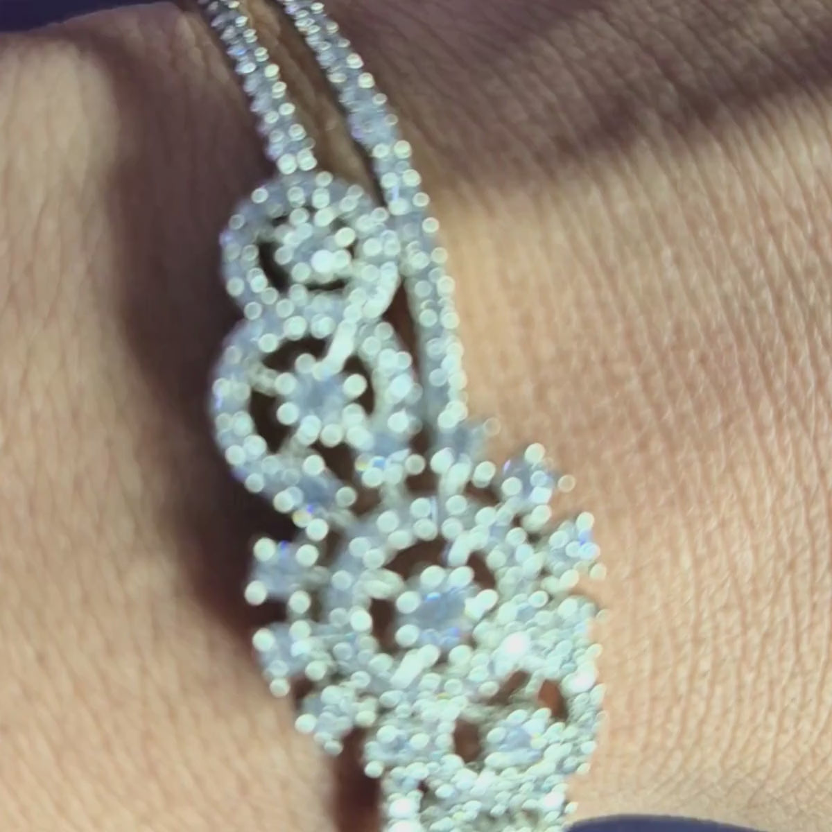 American diamond bracelet with CZ floral motif, video preview for trending fashion