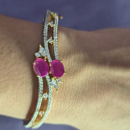 Gold-plated CZ stone bracelet crafted in a rich gold-toned finish.
