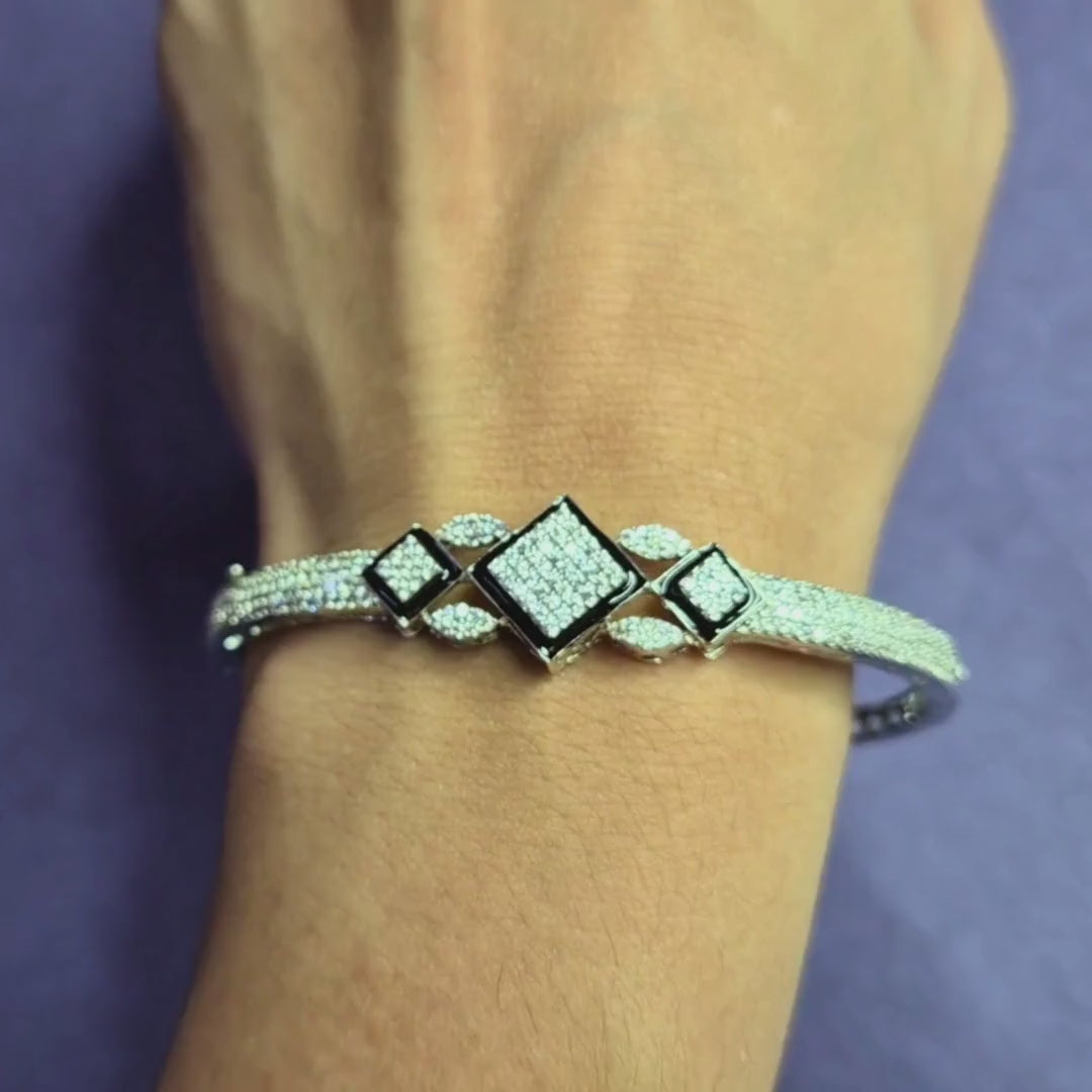 American diamond bracelet showing different lighting angles on wrist