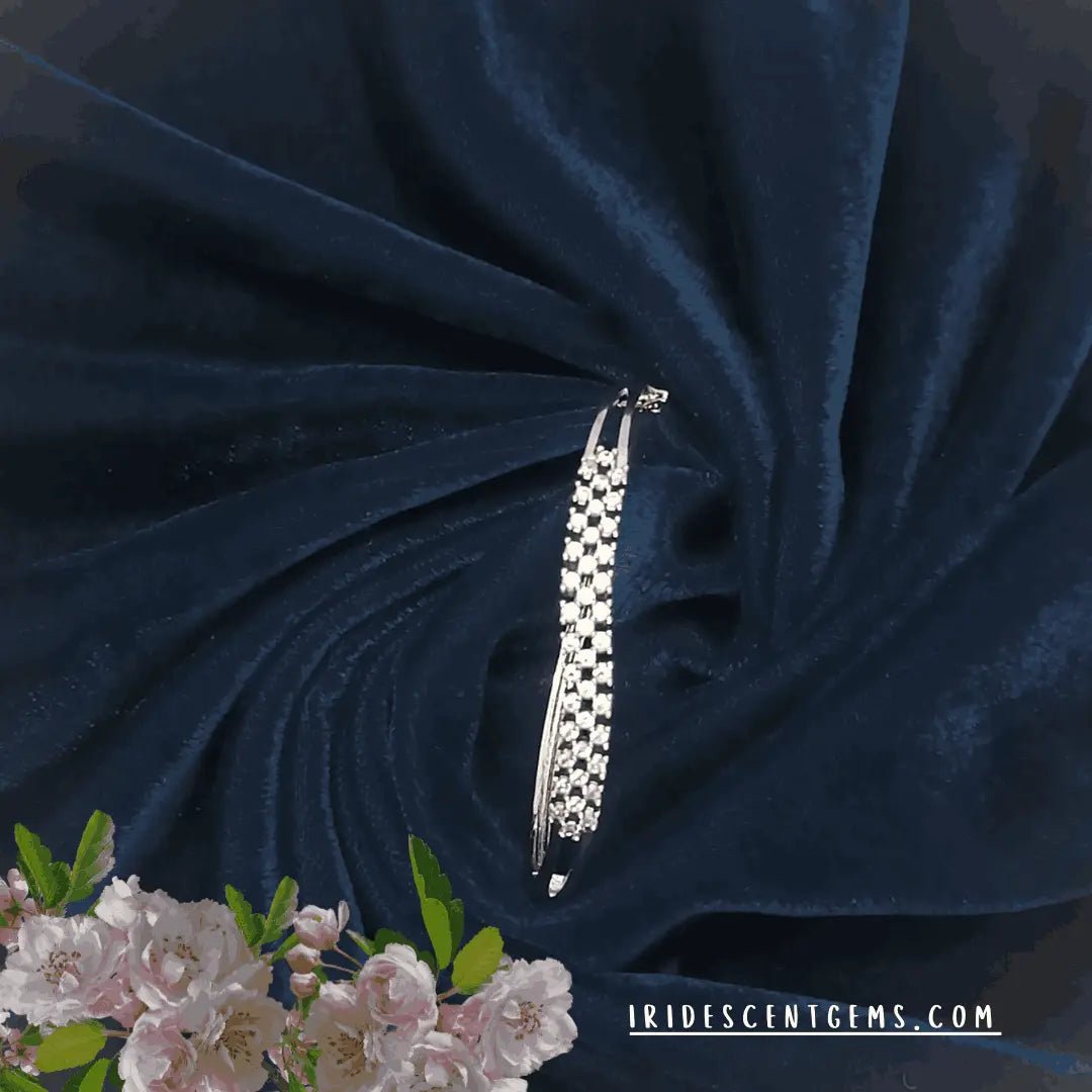 Rhodium Plated American Diamond Bracelet – Elegant CZ Design for Women - Iridescent Gems
