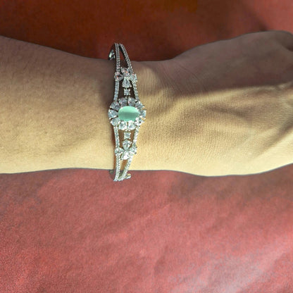 Silver Bracelet for Women - Fixed Size with AD Stones - Iridescent Gems