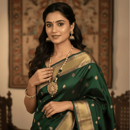 Temple Long Necklace Set - Traditional Radhe Krishna Temple Jewelry - Iridescent Gems