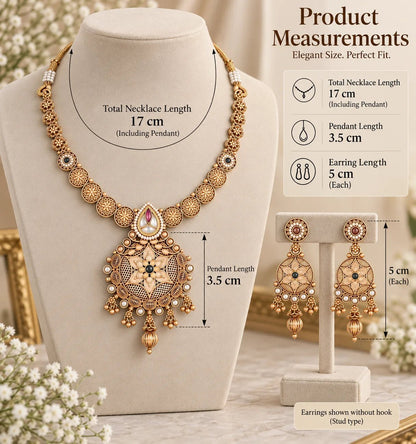 Traditional Jewellery Set – Antique Gold Filigree - Iridescent Gems